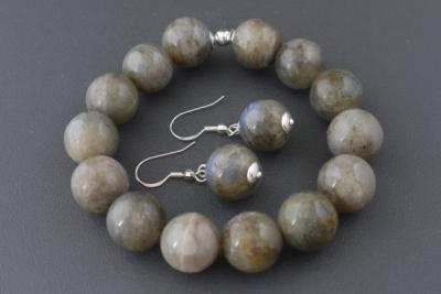 Labradoriet Armbandje/oorhanger-set