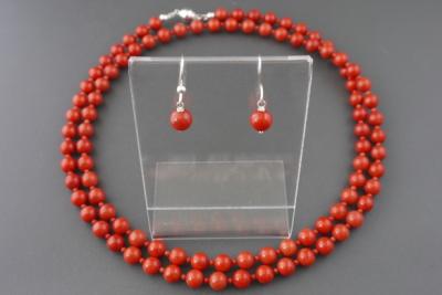 Bloedkoraal Ketting/oorhanger-set