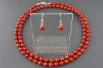 Bloedkoraal Ketting/oorhanger-set