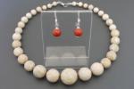 Fossiel koraal  Ketting/oorhanger-set