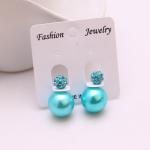Double Pearl Strass oorbellen
