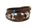Bruine leren armband uit Tibet met klavertje