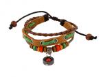 Bruine leren armband uit Tibet met kralen en