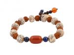 Armband met rode jaspis, bodhi en rudraksha k